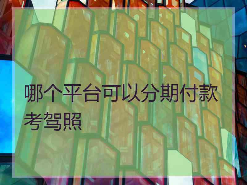 哪个平台可以分期付款考驾照
